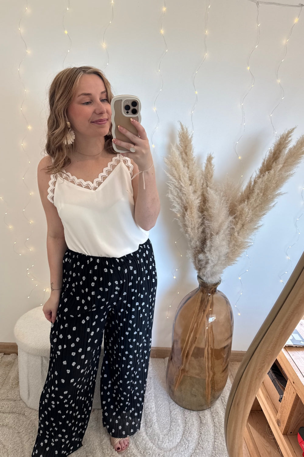 Pantalon Paula noir à fleur