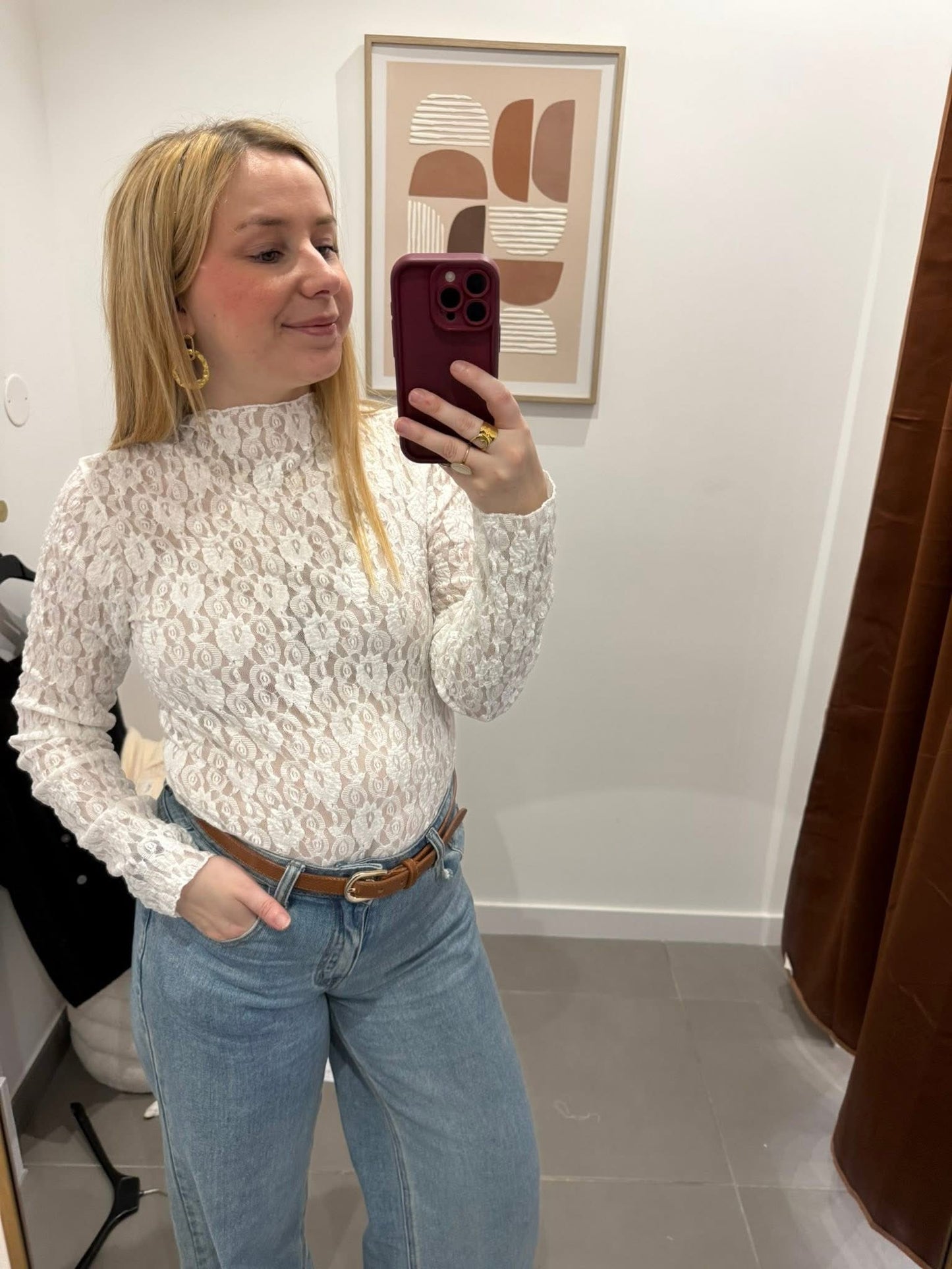 Top en dentelle blanc