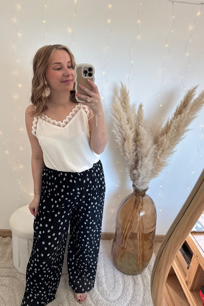 Pantalon Paula noir à fleur