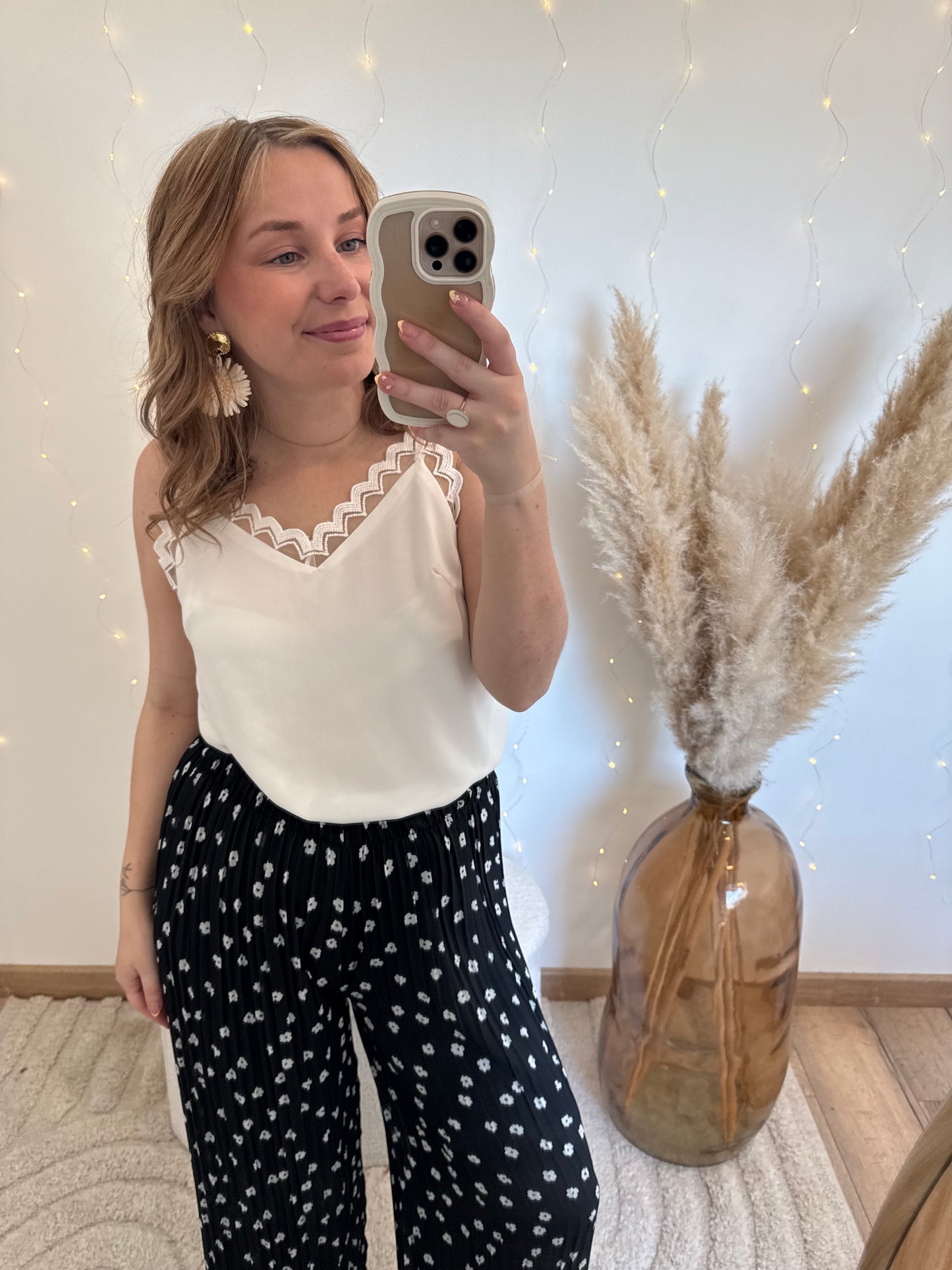 Pantalon Paula noir à fleur